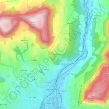 Mappa topografica Solanes, altitudine, rilievo