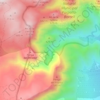 Mappa topografica el Portalet, altitudine, rilievo