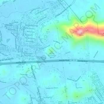 Mappa topografica Morro da Formiga, altitudine, rilievo