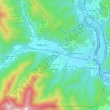 Mappa topografica La Baume, altitudine, rilievo
