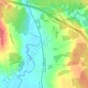 Mappa topografica Gaytons, altitudine, rilievo