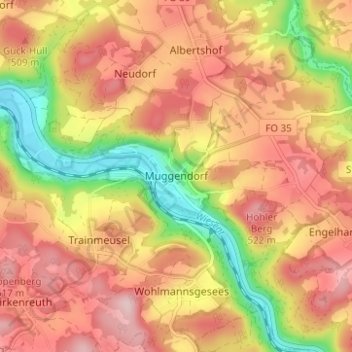 Mappa topografica Muggendorf, altitudine, rilievo
