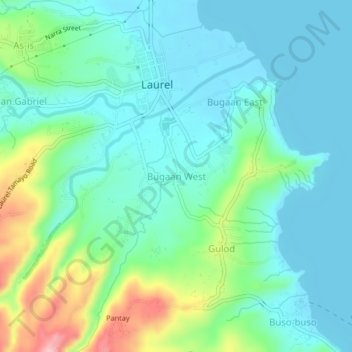 Mappa topografica Bugaan West, altitudine, rilievo