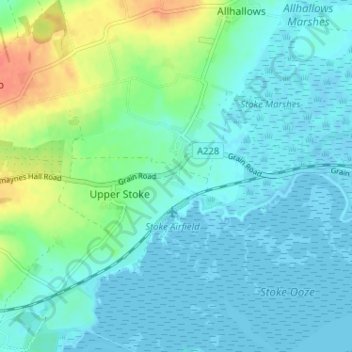 Mappa topografica Middle Stoke, altitudine, rilievo