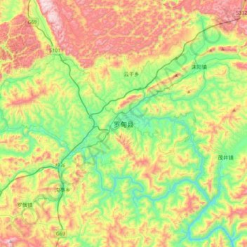 Mappa topografica 罗甸县, altitudine, rilievo