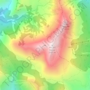 Mappa topografica Pic de Chaudun, altitudine, rilievo