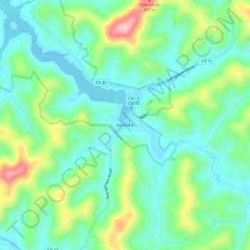 Mappa topografica Vandalia, altitudine, rilievo