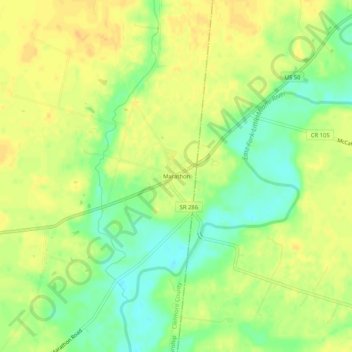 Mappa topografica Marathon, altitudine, rilievo