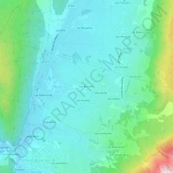 Mappa topografica Les Bonnets, altitudine, rilievo