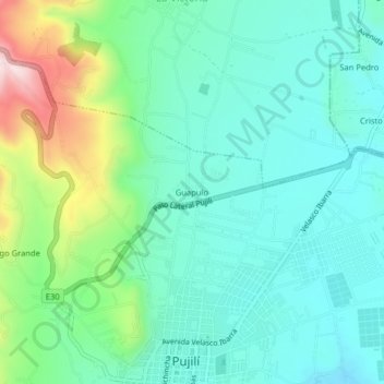 Mappa topografica Guapulo, altitudine, rilievo