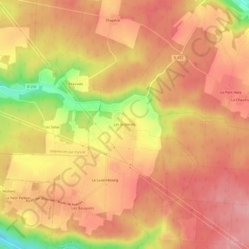 Mappa topografica Les Brûleries, altitudine, rilievo