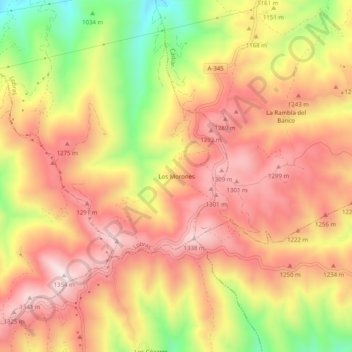 Mappa topografica Los Morones, altitudine, rilievo