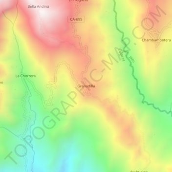 Mappa topografica Granadilla, altitudine, rilievo