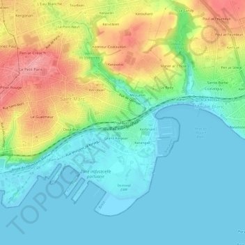 Mappa topografica Pouloupry, altitudine, rilievo