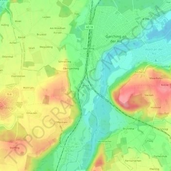 Mappa topografica Bruck, altitudine, rilievo