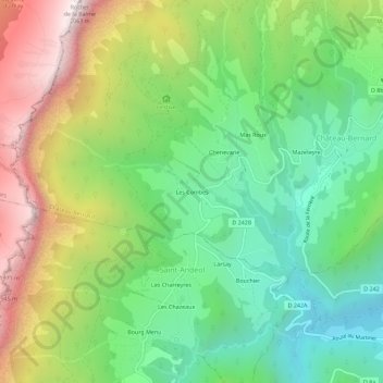 Mappa topografica Les Combes, altitudine, rilievo