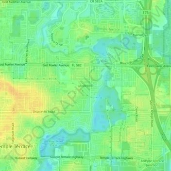 Mappa topografica Andrews, altitudine, rilievo