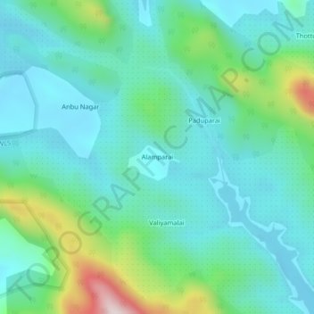 Mappa topografica Alamparai, altitudine, rilievo