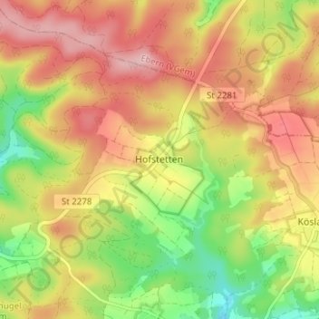 Mappa topografica Hofstetten, altitudine, rilievo