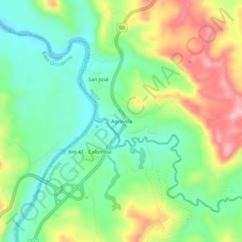 Mappa topografica Agrovilla, altitudine, rilievo