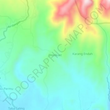 Mappa topografica Westkust, altitudine, rilievo