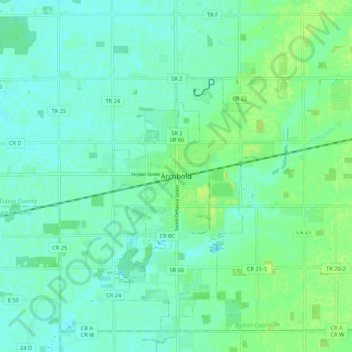 Mappa topografica Archbold, altitudine, rilievo