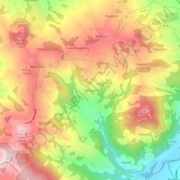Mappa topografica Sarniago, altitudine, rilievo