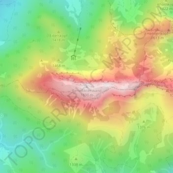 Mappa topografica Benediktenwand, altitudine, rilievo