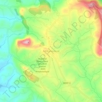 Mappa topografica Ambalavayal, altitudine, rilievo