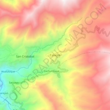 Mappa topografica Calacoa, altitudine, rilievo
