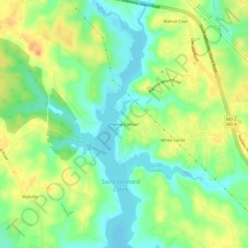 Mappa topografica Planters Wharf, altitudine, rilievo
