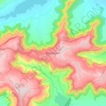 Mappa topografica Panchgani, altitudine, rilievo