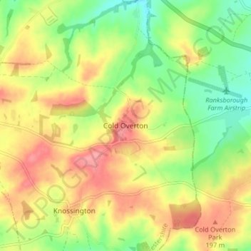Mappa topografica Cold Overton, altitudine, rilievo