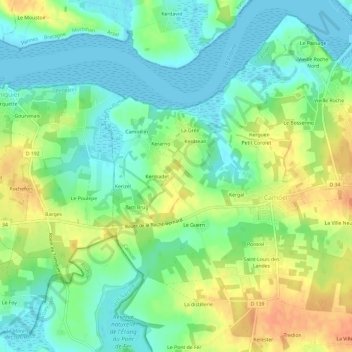 Mappa topografica Kerbily, altitudine, rilievo
