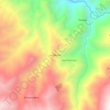 Mappa topografica La Cabaña, altitudine, rilievo