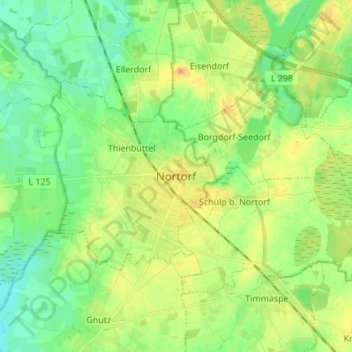 Mappa topografica Nortorf, altitudine, rilievo