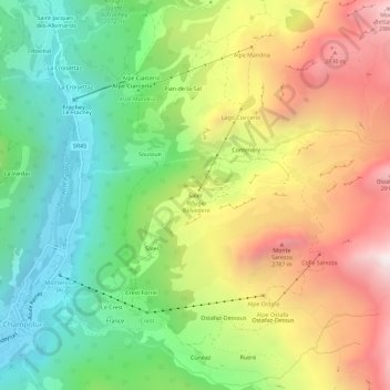 Mappa topografica Saler, altitudine, rilievo