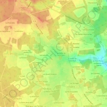 Mappa topografica La Foire de Saint-Roch, altitudine, rilievo