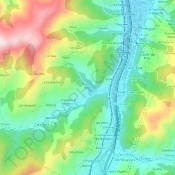 Mappa topografica Viade, altitudine, rilievo