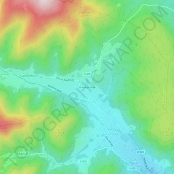 Mappa topografica Schweighouse, altitudine, rilievo