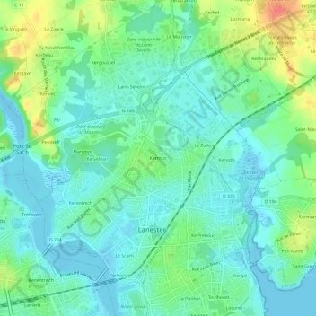 Mappa topografica Kerrous, altitudine, rilievo