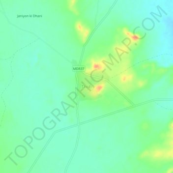 Mappa topografica Thob, altitudine, rilievo