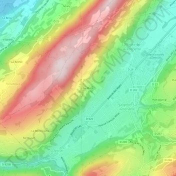 Mappa topografica Au Mont, altitudine, rilievo