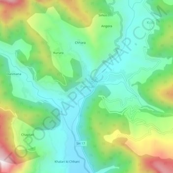 Mappa topografica Purola, altitudine, rilievo