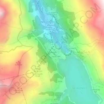Mappa topografica Les Boisses, altitudine, rilievo