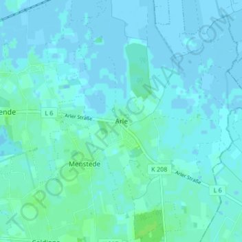 Mappa topografica Arle, altitudine, rilievo