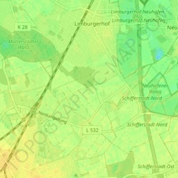 Mappa topografica Birkenweg, altitudine, rilievo