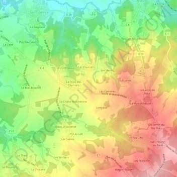 Mappa topografica Les Clapiers, altitudine, rilievo