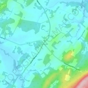 Mappa topografica Redhouse, altitudine, rilievo