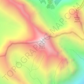 Mappa topografica Mount Bogart, altitudine, rilievo